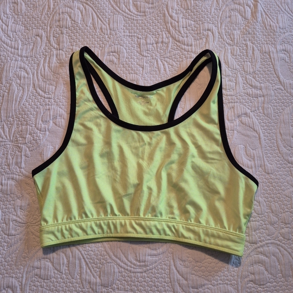 Material Girl Large neon yellow sports bra, no padfing VGUC